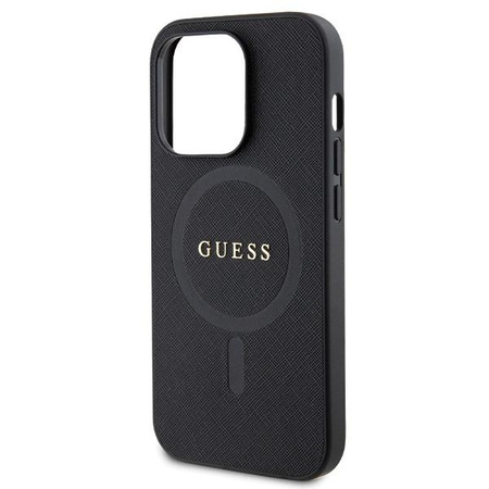 Etui Guess GUHMP14LPSAHMCK na iPhone 14 Pro - czarne Saffiano MagSafe