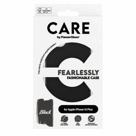 Etui CARE by PanzerGlass Fearlessly Fashionable Case na iPhone 15 Plus - czarne