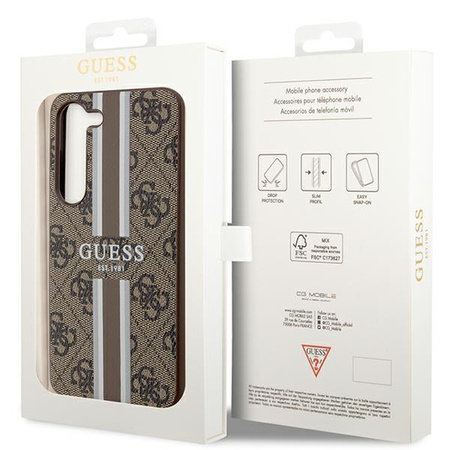 Etui Guess GUHCS23SP4RPSW S23 S911 - brązowe 4G Printed Stripe