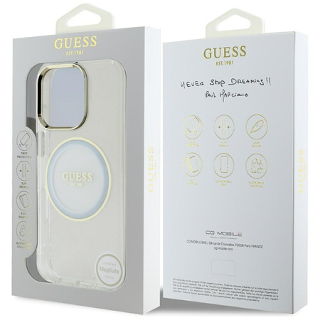 GUESS ETUI CASE IML METAL CIRCLE DO IPHONE 16 PRO DO MAGSAFE KLASYK LOGO