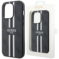 Etui Guess GUHMP13XP4RPSK na iPhone 13 Pro Max - czarne 4G Printed Stripes MagSafe