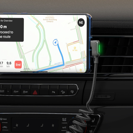 MCDODO KABEL KĄTOWY USB-C SPIRALNY SPRĘŻYNOWY SZYBKIE ŁADOWANIE TYP C LED