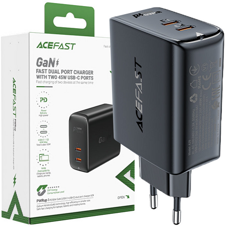 Acefast A29 PD50W GaN (USB-C+USB-C) dual port charger black