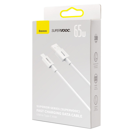 Baseus Superior Series kabel SUPERVOOC USB-A do USB-C 65W 1m biały