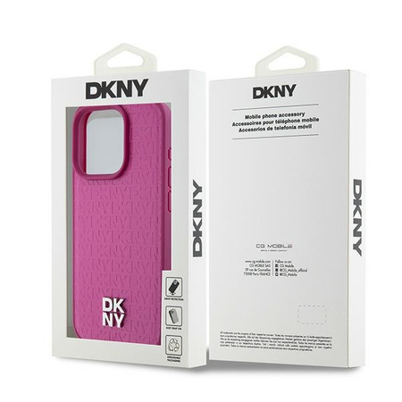 DKNY POKROWIEC DO IPHONE 15 PRO 6.1 SKÓRZANE MONOGRAM LOGO METALOWE DO
