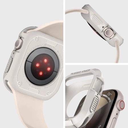 Etui Spigen Rugged Armor na Apple Watch 4 / 5 / 6 / 7 / 8 / 9 / SE (44 / 45 mm) - beżowe