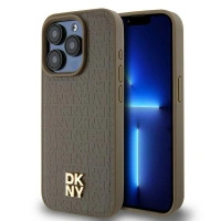 DKNY ETUI HARDCASE DO IPHONE 14 PRO MAX 6.7 LEATHER PATTERN METAL LOGO