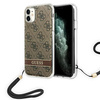 Etui Guess GUOHCN61H4STW na iPhone 11 - brązowe 4G Print Strap