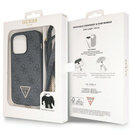Etui Guess GUHCP14LP4TDSCPK na iPhone 14 Pro - czarne Crossbody 4G Metal Logo