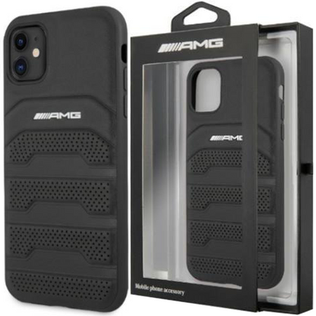 AMG AMHCN61GSEBK iPhone 11 6,1" czarny/black hardcase Leather Debossed Lines