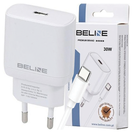 BELINE ŁADOWARKA 30W PD 3.0 DO TELEFONÓW Z KABLEM USB-C UNIWERSALNA SZYBKA