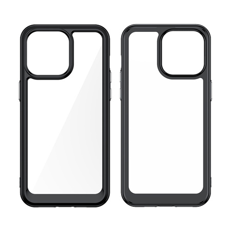 Wzmocnione etui z elastyczną ramką do iPhone 15 Pro Max Outer Space - czerwone