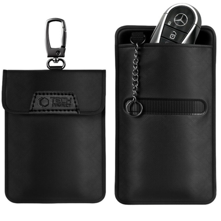 KLATKA FARADAYA TECH-PROTECT KLR400 POUCH KEYLESS RFID SIGNAL BLOCKER CASE BLACK/BLACK