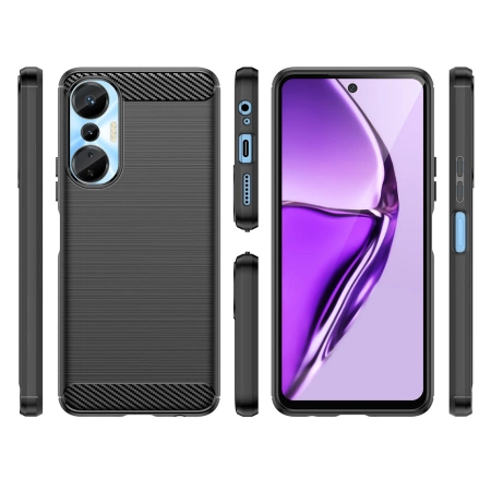 Carbon Case etui do Infinix Hot 20S elastyczny silikonowy karbonowy pokrowiec czarne