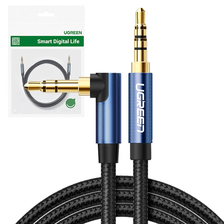 Ugreen kątowy kabel AUX 2 x mini jack 3,5 mm 1,5m niebieski (60180)