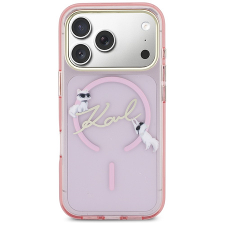 Etui Karl Lagerfeld IML Choupettes Karl  Script Logo MagSafe do iPhone 17 Pro różowy