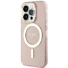 Etui Guess GUHMP14LHCMCGP na iPhone 14 Pro - różowe Glitter Gold MagSafe