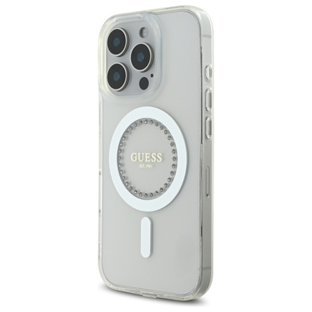 Guess GUHMP16XPFTDTEH iPhone 16 Pro Max 6.9" biały/white hardcase IML Rhinestones MagSafe
