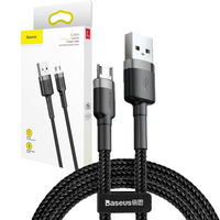 Baseus Cafule Cable wytrzymały nylonowy kabel przewód USB / micro USB QC3.0 2.4A 0,5M czarno-szary (CAMKLF-AG1)