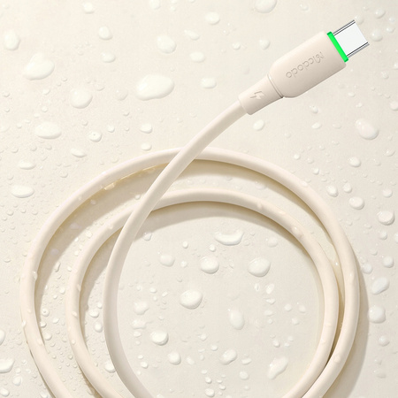 MCDODO KABEL USB-C SZYBKIE ŁADOWANIE DO SAMSUNG XIAOMI TYP C 6A 100W 1M LED BEŻOWY