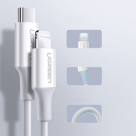 Ugreen kabel przewód MFi USB Typ C - Lightning 3A 1.5 m biały (US171)