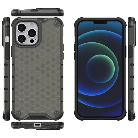 HURTEL ETUI PANCERNE HONEYCOMB Z ŻELOWĄ RAMKĄ DO IPHONE 13 PRO MAX