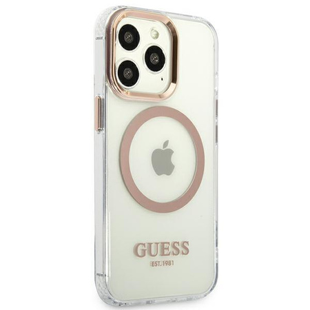 Etui Guess GUHMP13XHTRMD na iPhone 13 Pro Max - złote Metal Outline Magsafe