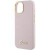 Etui Guess Silicone Script Metal Logo & Frame do iPhone 15 - różowe