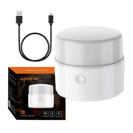 SUPERFIRE LAMPA KEMPINGOWA T20 180LM DO KEMPINGU I PODRÓŻY Z ŁADOWANIEM USB