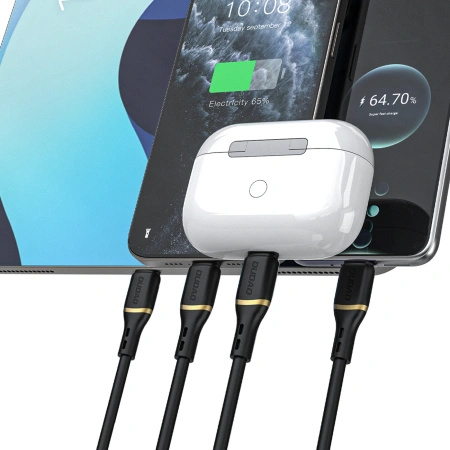 Kabel Dudao L25L 30W USB-A - Lightning z oplotem z miękkiego silikonu Lightning 1m - czarny