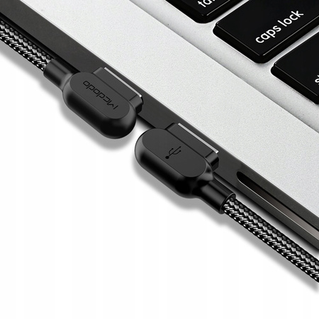 MCDODO KABEL KĄTOWY 90° LIGHTNING DWUSTRONNY DO IPHONE 11 12 13 14 LED 1M
