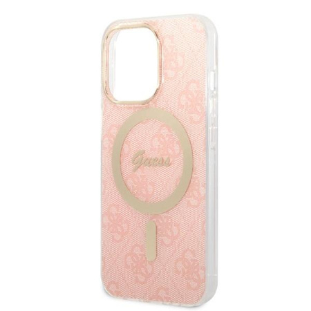 Guess zestaw ładowarka MagSafe + etui do iPhone 13 Pro Max 6,7" różowe 4G Print (GUBPP13XH4EACSP)