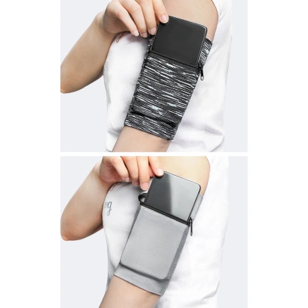 Materiałowa opaska armband na ramię do biegania fitness brązowy