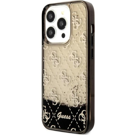 Etui Guess GUHCP14LLC4PSGK na iPhone 14 Pro - czarne Liquid Glitter 4G Transculent