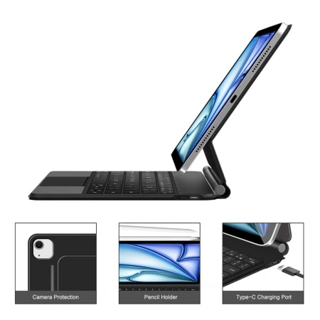 Etui Tech-Protect Smartcase Magnetic z klawiaturą na iPad Air 10.9” 2020 / 2022 / iPad Air 11” 2024 / 2025 - czarne
