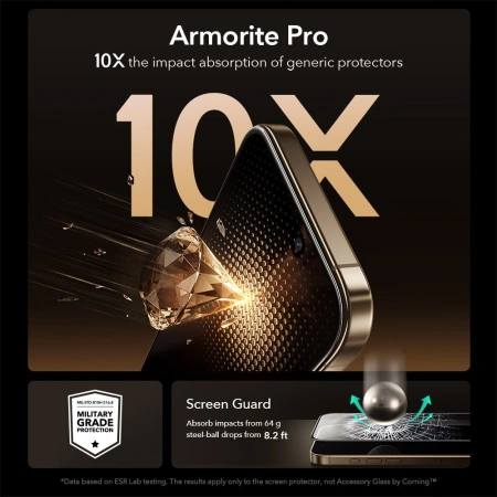 ESR SZKŁO HARTOWANE ULTRAFIT ARMORITE PRO DO IPHONE 17 PRO Z OCHRONĄ