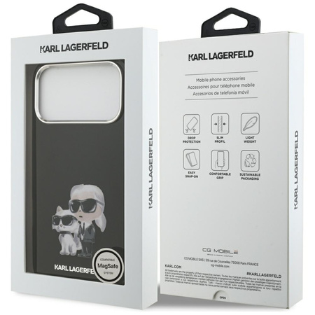 Etui Karl Lagerfeld IML Aquarelle Karl   & Choupette & Logo MagSafe do iPhone 17 Pro czarny