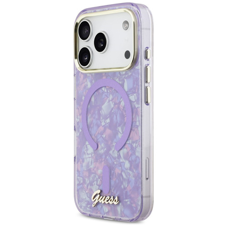 Etui Guess IML Shell Script Metal MagSafe do iPhone 17 Pro Max fioletowy