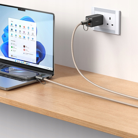 MCDODO SMYCZ DO TELEFONU NA SZYJE WKŁADKA CROSSBODY BEŻOWA KABEL DO IPHONE