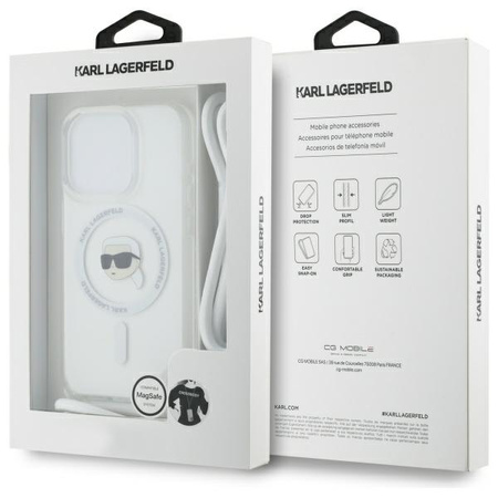 KARL LAGERFELD ETUI DO IPHONE 16 PRO 6.3 HARDCASE TRANSPARENT CROSSBODY