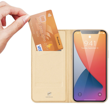 DUX DUCIS Skin Pro kabura etui pokrowiec z klapką iPhone 12 Pro Max złoty