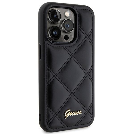 Etui Guess Quilted Metal Logo na iPhone 15 Pro Max - czarne