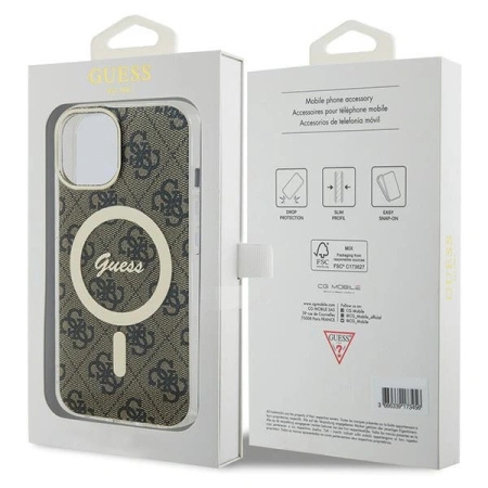 GUESS ETUI CASE IML 4G DO IPHONE 15 MAGSAFE BRĄZOWE Z FUNKCJĄ