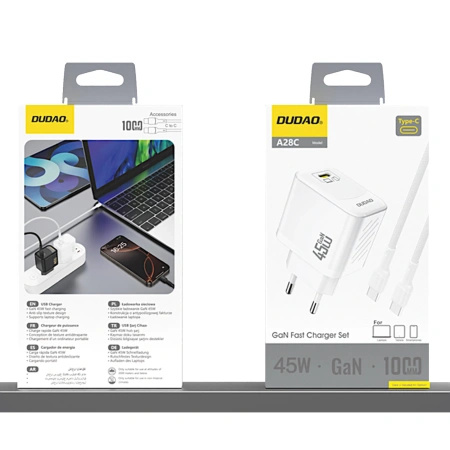 DUDAO ŁADOWARKA SIECIOWA A28C 45W GAN DO TELEFONÓW MACBOOK 45W + KABEL