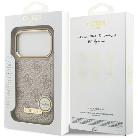 Etui Guess 4G Logo Plate MagSafe do      iPhone 17 Pro różowy