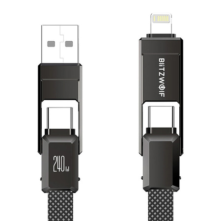 BLITZWOLF KABEL 4W1 USB-C LIGHTNING DO TELEFONÓW 240W 1,2M SZYBKIE