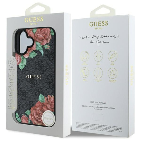 GUESS ETUI CASE HARDCASE DO IPHONE 16 6.1 DO MAGSAFE Z KWIATOWYM MOTYWEM