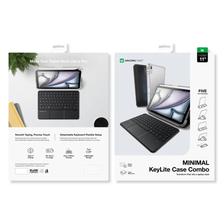 Etui z klawiaturą AMAZINGTHING Minimal Case Keylite Combo na iPad Air M3 13" - czarne