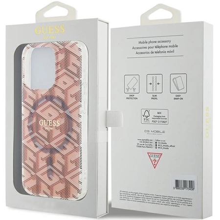 Etui Guess IML GCube MagSafe na iPhone 15 Pro - różowe
