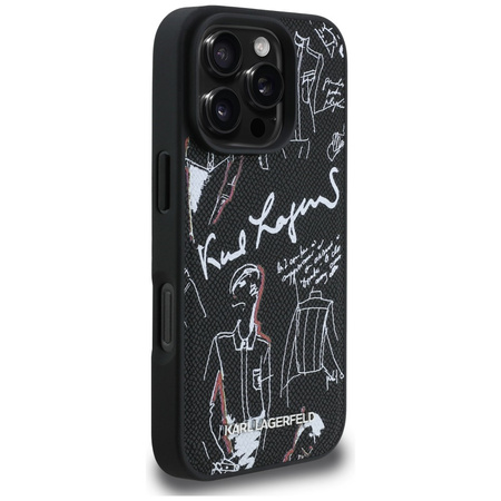 Etui Karl Lagerfeld Grained Pattern &    Logo MagSafe do iPhone 16 Pro czarny